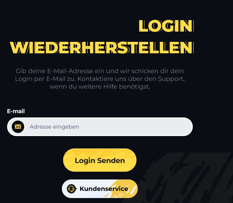 Formular um Login wiederherzustellen