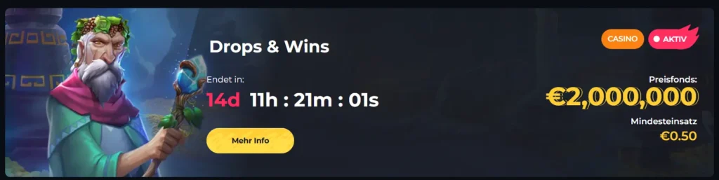 Drops & Wins Turniere bei Boomerang Online Casino